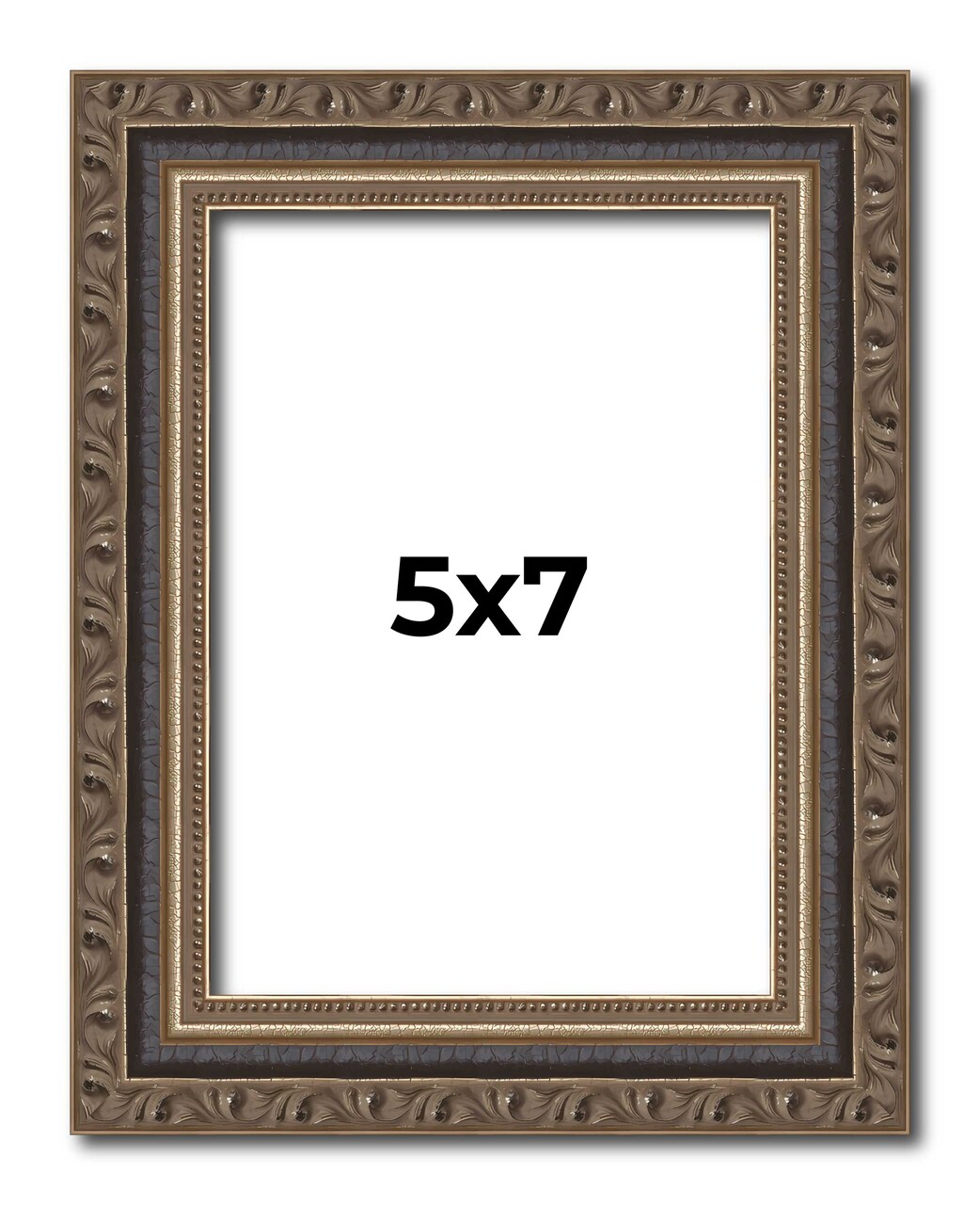 5x7 Sculpted Silver Picture Frame - UV Acrylic, Foam Board Backing, Hanging Hardware
